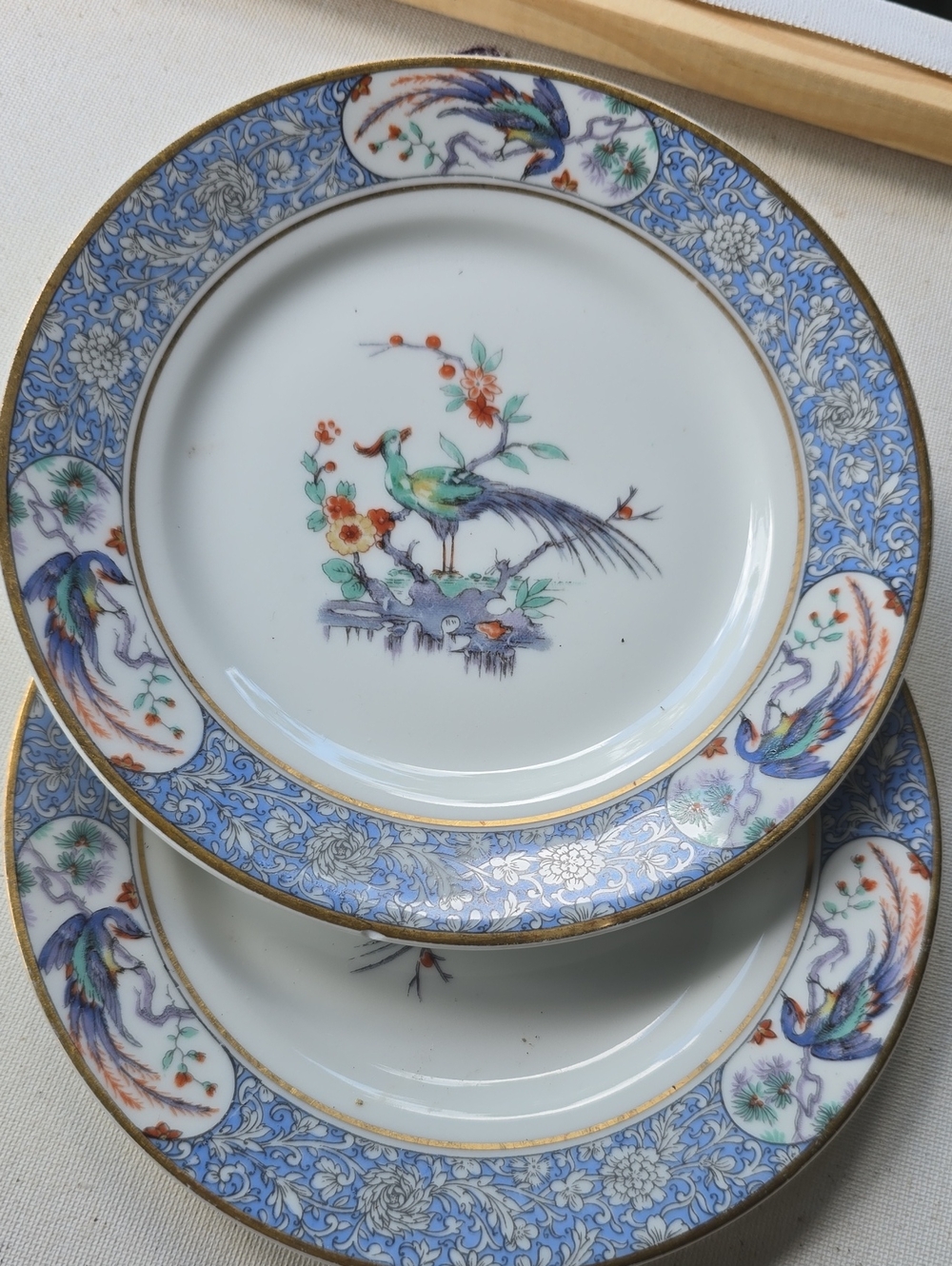 Theodore Haviland Limoges RAJA Blue White Porcelain  Bread Plate Bird Motif 6.5"
